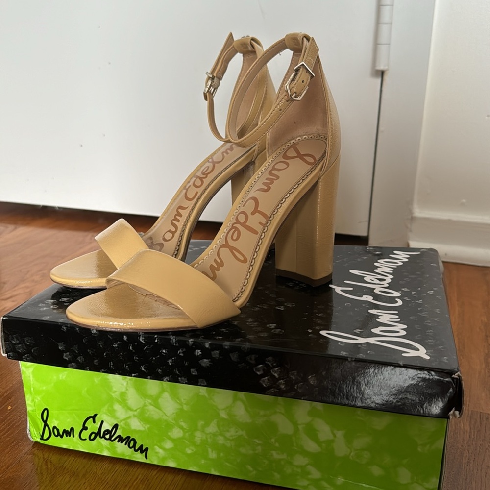 Sam Edelman Yaro Wheat Tan Block Heels Size 7